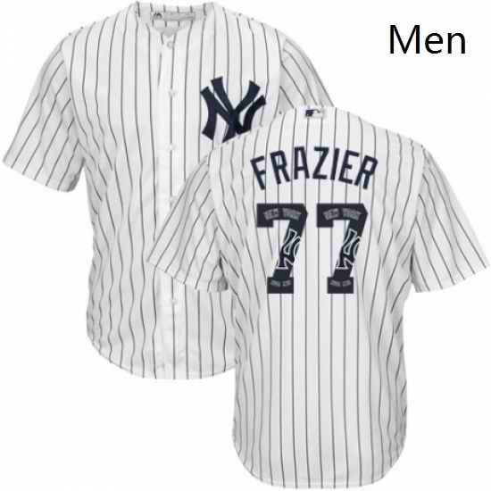 Mens Majestic New York Yankees 77 Clint Frazier Authentic White Team Logo Fashion MLB Jersey